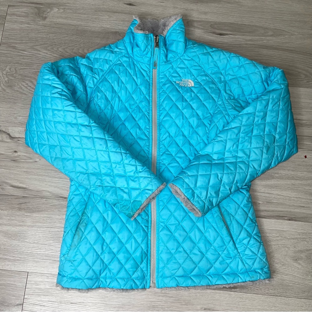 The North Face Thermoball Reversible Full Zip Jacket Cozy Outdoor Warm Faux Fur